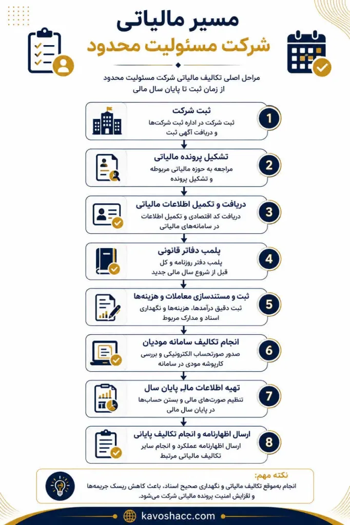 مراحل و مسیر انجام تکالیف مالیاتی شرکت مسئولیت محدود در سال ۱۴۰۵